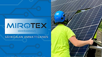 Aurinkopaneelien asennus Kiteellä – Mirotex Oy, sähköasennus ja aurinkosähköjärjestelmät Pohjois-Karjalassa